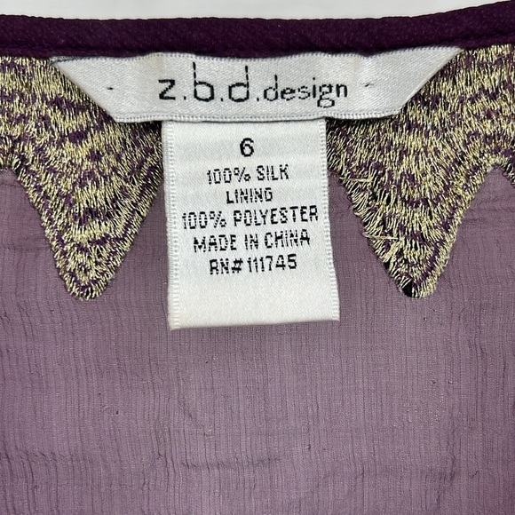 ZBD Design Embroidered silk witchy fairy grunge Sheer Purple Gold Blouse SZ M - Picture 6 of 8